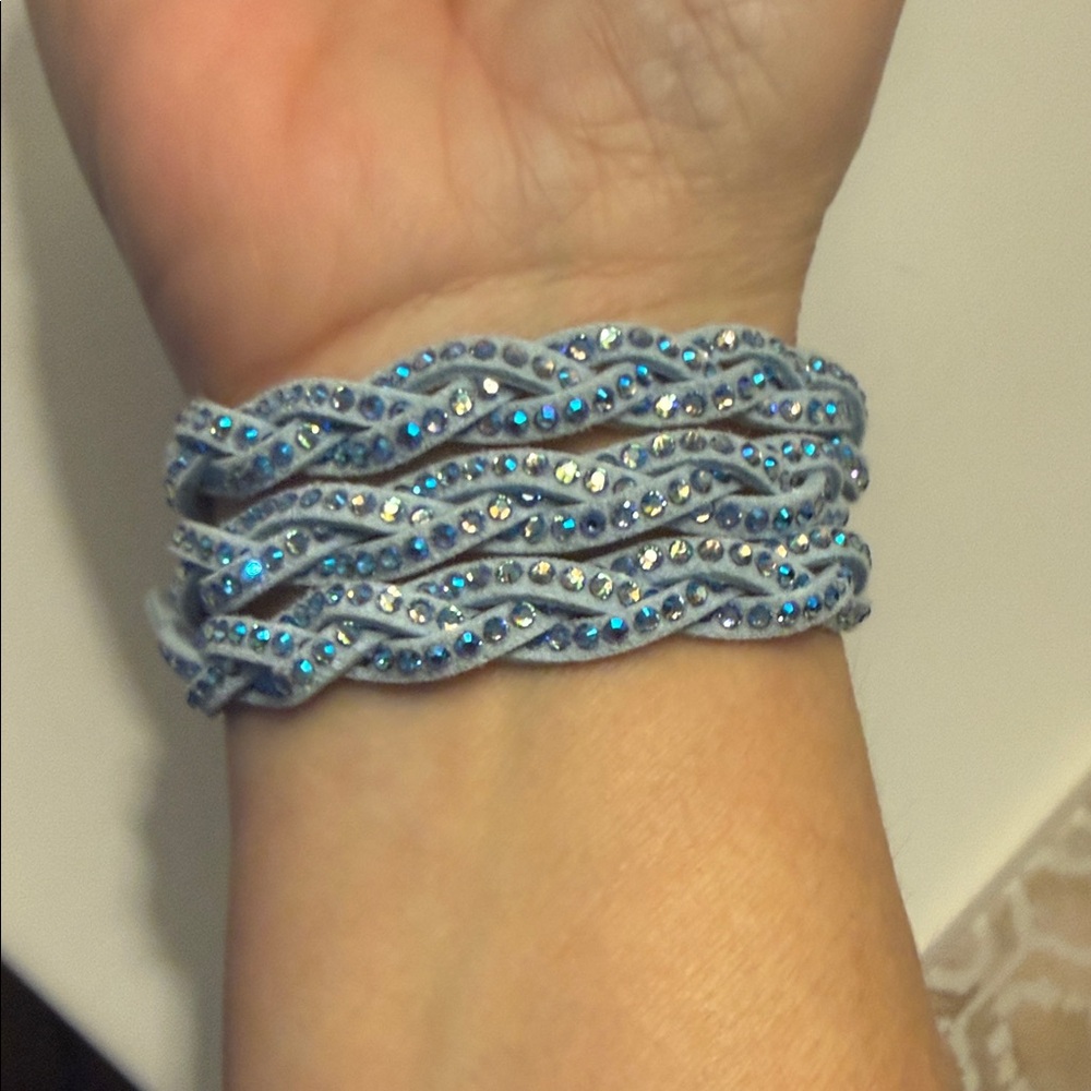 Touchstone Crystal Wrap Blue and Silver Women's Bracelet